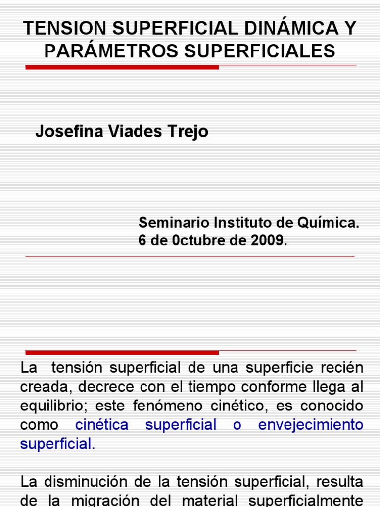 Tension Supèrficial PDF Ingeniería mecánica Química Física