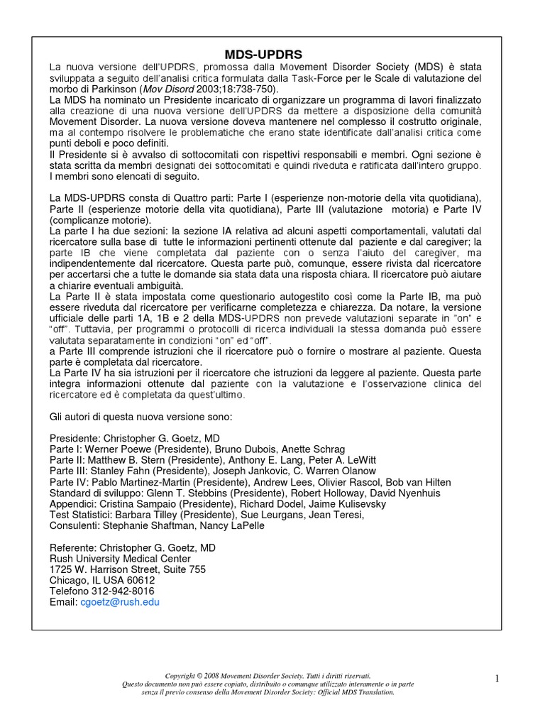 Scala Updrs Italiano Pdf – MDS-Unified Parkinson’s Disease Rating Scale ...