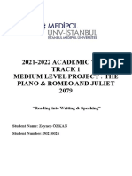 2021-2022 ACADEMIC YEAR Track 1 Medium Level Project: The Piano & Romeo and Juliet 2079