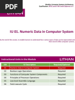 IU 01. Numeric Data in Computer System: Module: Computer Systems Architecture Qualification