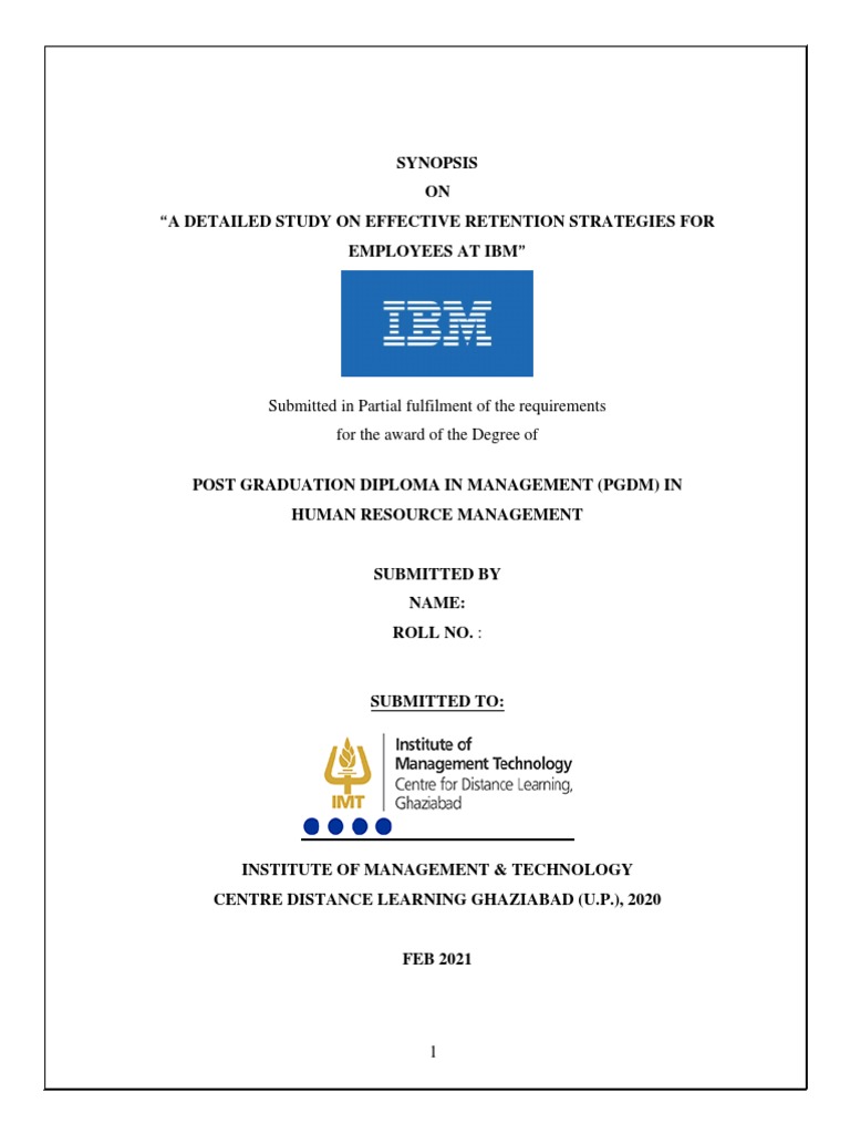 Imt CDL HRM Synopsis | PDF | Employee Retention | Ibm
