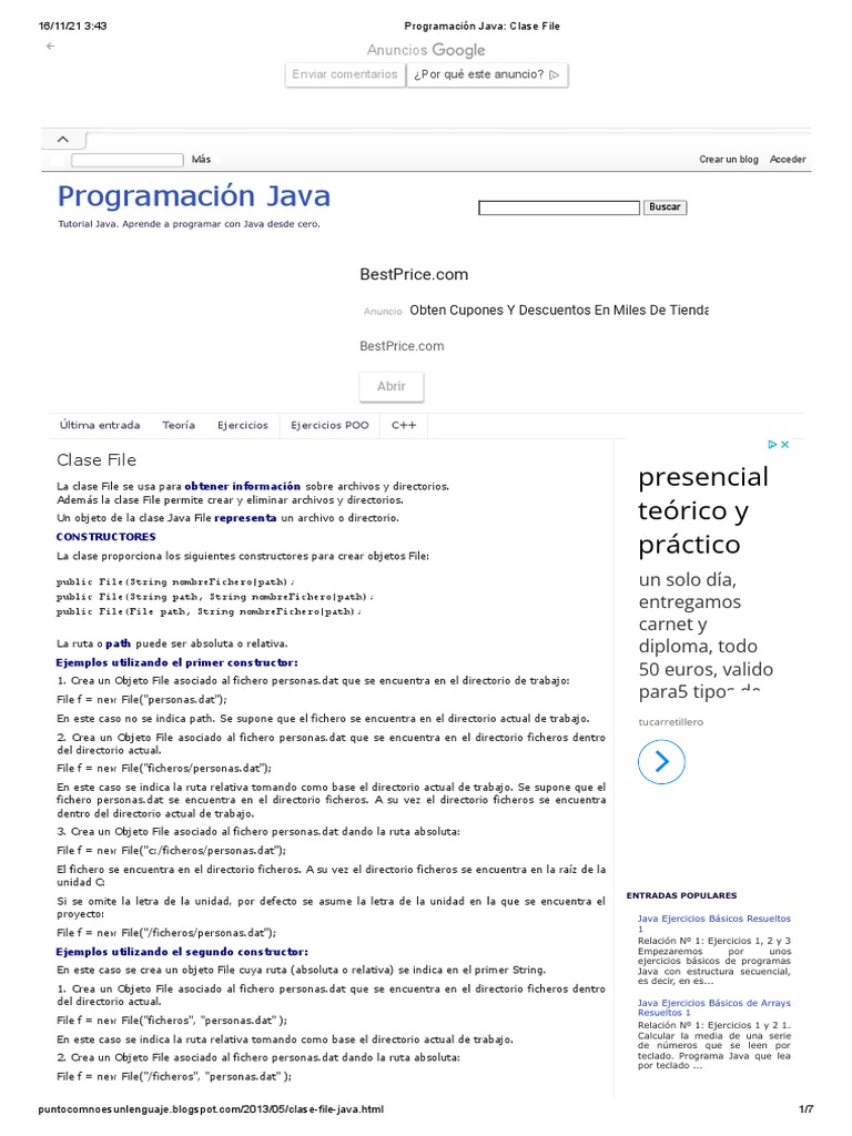Programación Java - Clase File | Descargar gratis PDF | Archivo de ...