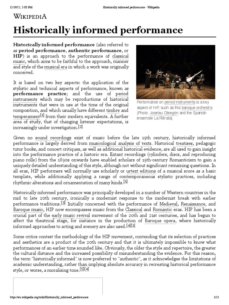 Historically Informed Performance | Download Free PDF | Musicology ...