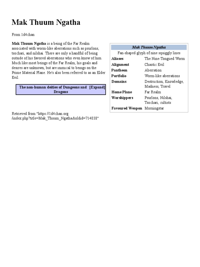 Mak Thuum Ngatha: A Far Realm Entity | PDF