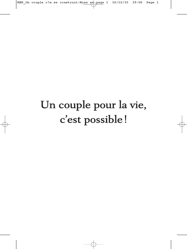 Un Couple Pour La Vie C'est Possible, PDF, Mariage