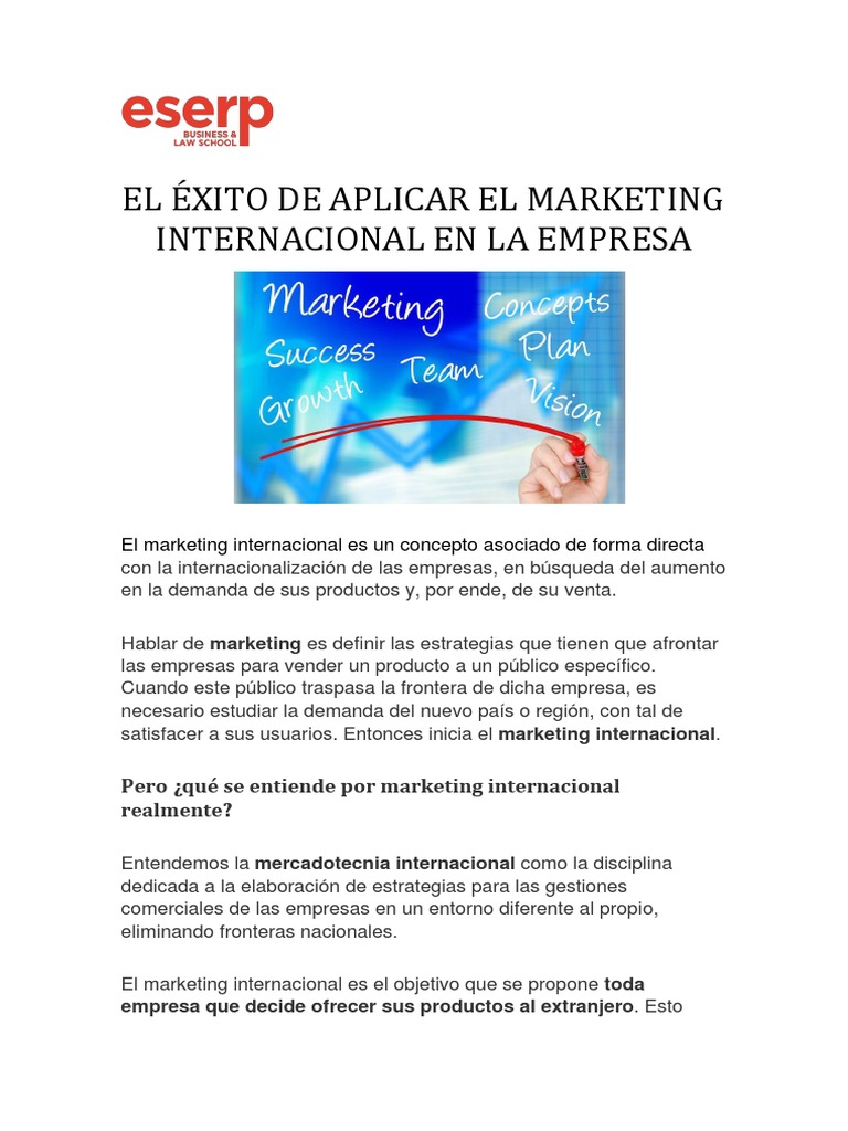 El Éxito de Aplicar El Marketing Internacional en La Empresa | PDF ...