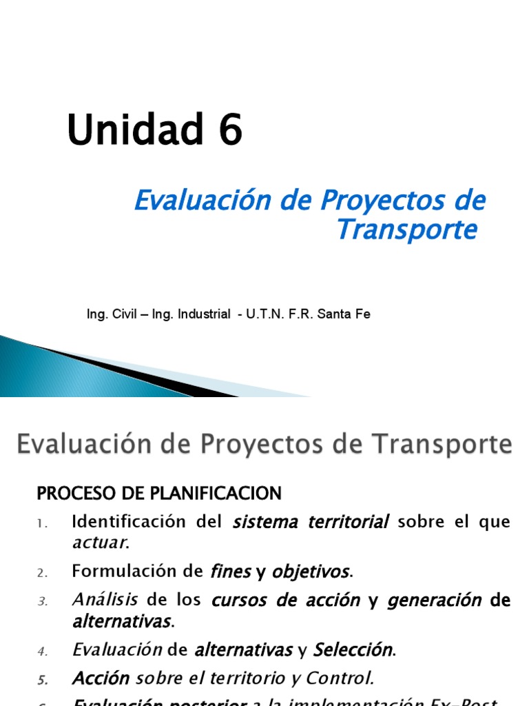 Evaluación de Proyectos de Transporte | PDF | Costo | Transporte