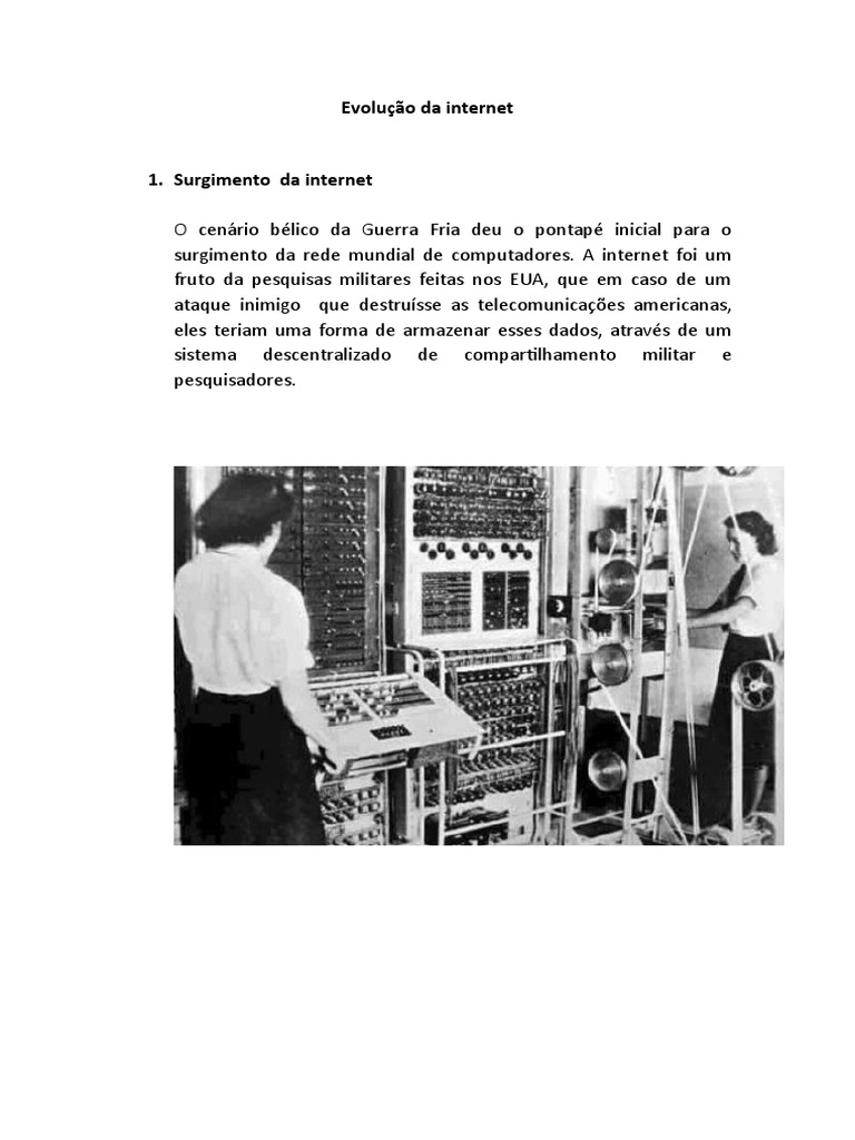 Evolução da internet | PDF | Internet | Rede mundial de computadores