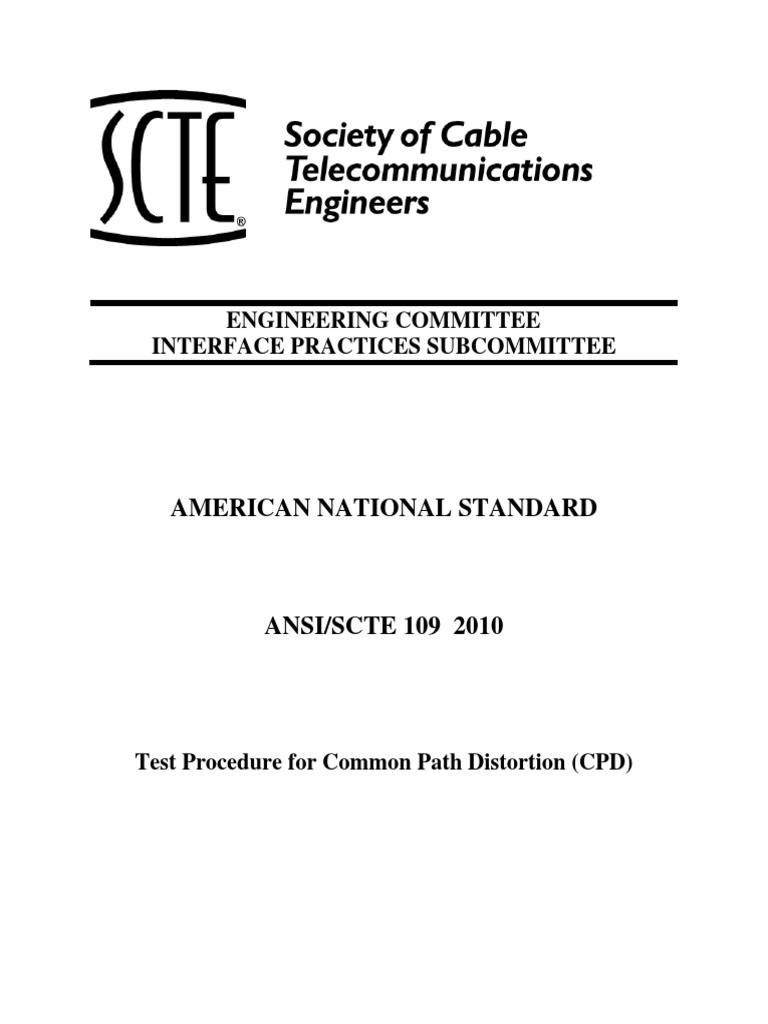 ANSI SCTE 109 2010 Test Procedure For Common Path Distortion (CPD