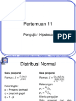 Pertemuan 11: Pengujian Hipotesa