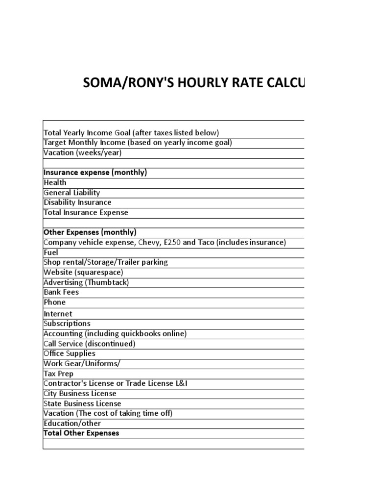 Hourly Rate Calculator PDF
