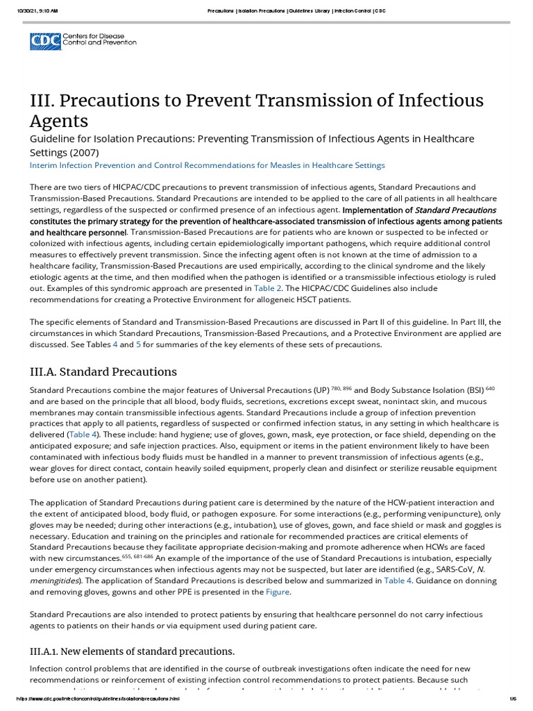 Precautions Isolation Precautions Guidelines Library Infection Control CDC PDF