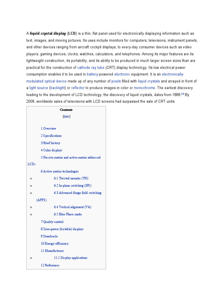 Understanding Liquid Crystal Displays (LCDs) | PDF | Liquid Crystal ...