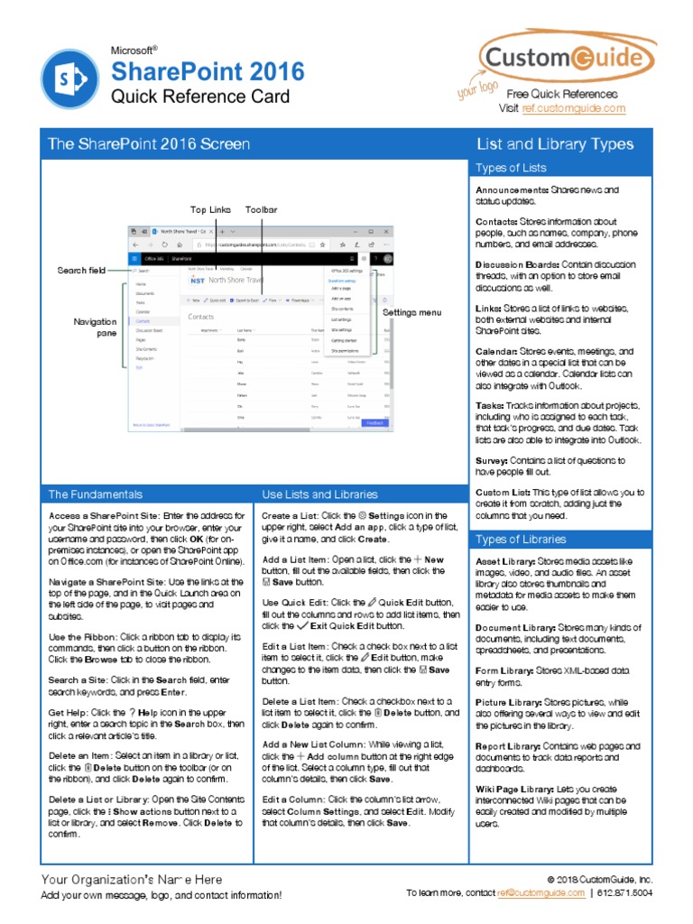 Sharepoint Quick Reference-Cheatsheet | PDF | Websites | Share Point