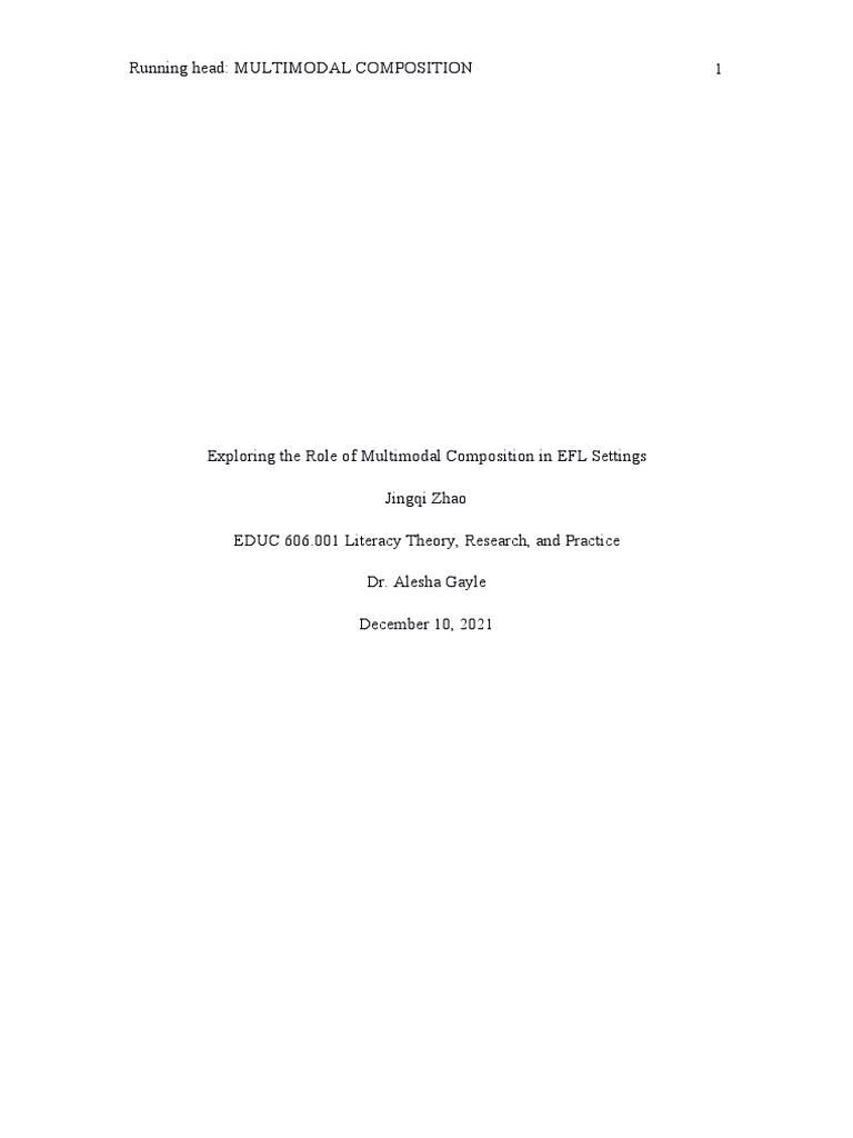 Multimodal Composition in EFL Education | PDF | English As A Second Or ...