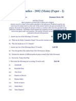 General Studies - 2002 (Main) (Paper - I) and Paper - II exam details