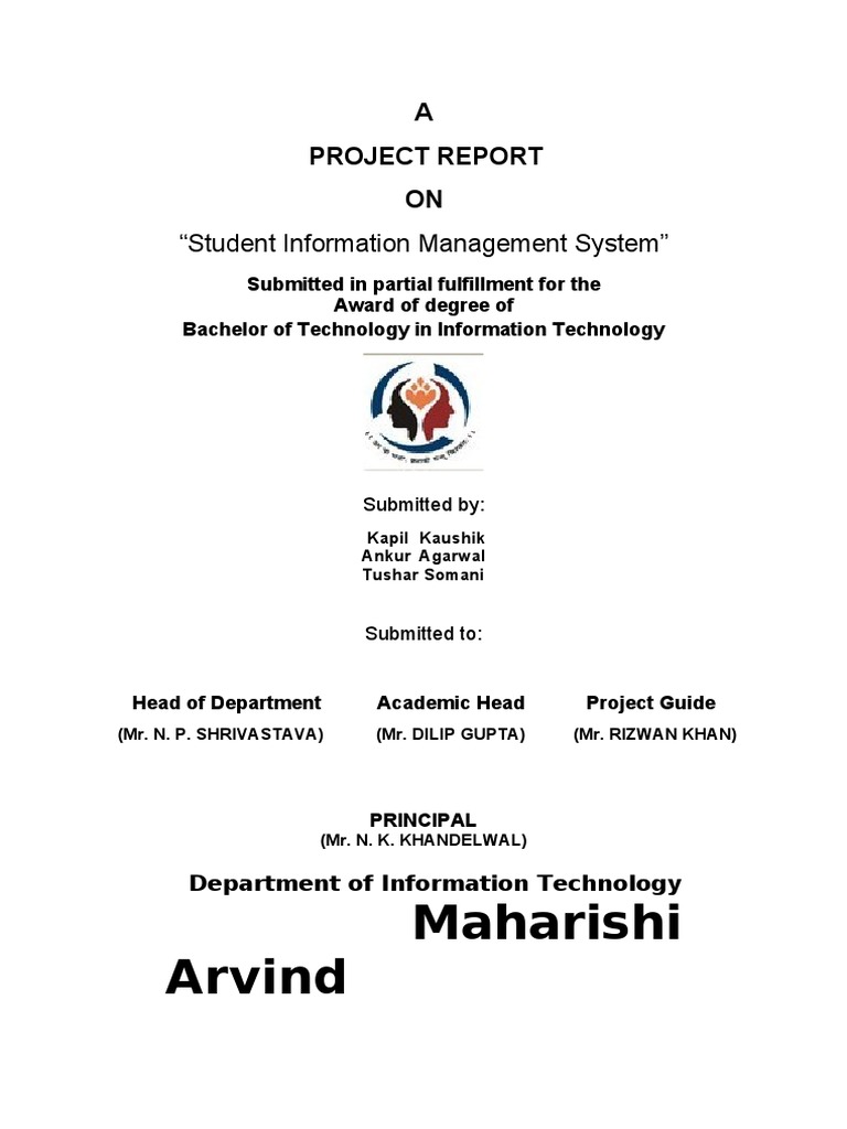 Project Report On Student Information Management System PHP Mysql PDF