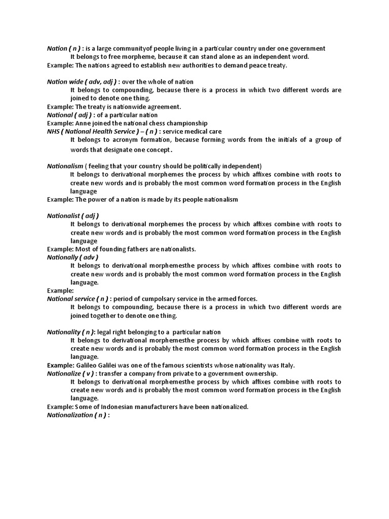 An Analysis of Key Terms Related to Nations and National Identity