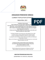 Anggaran Penduduk Semasa, Malaysia, 2021