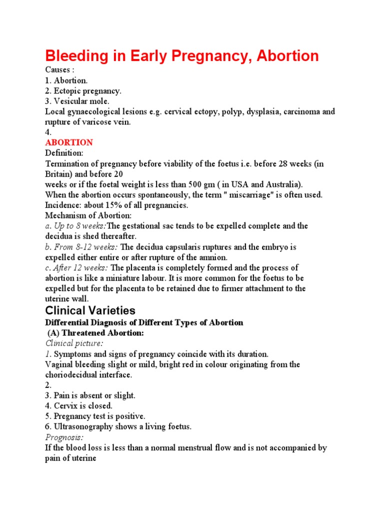Early Pregnancy Bleeding Causes and Types | PDF | Miscarriage | Uterus