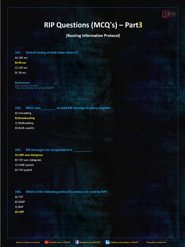 RIP Interview Questions MCQ's Part3 ATech (Waqas Karim) Download