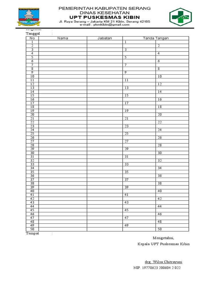 Absen Kegiatan 50 Org | PDF
