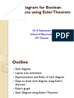 Stick diagram Boolean functions Euler theorem layout area estimation