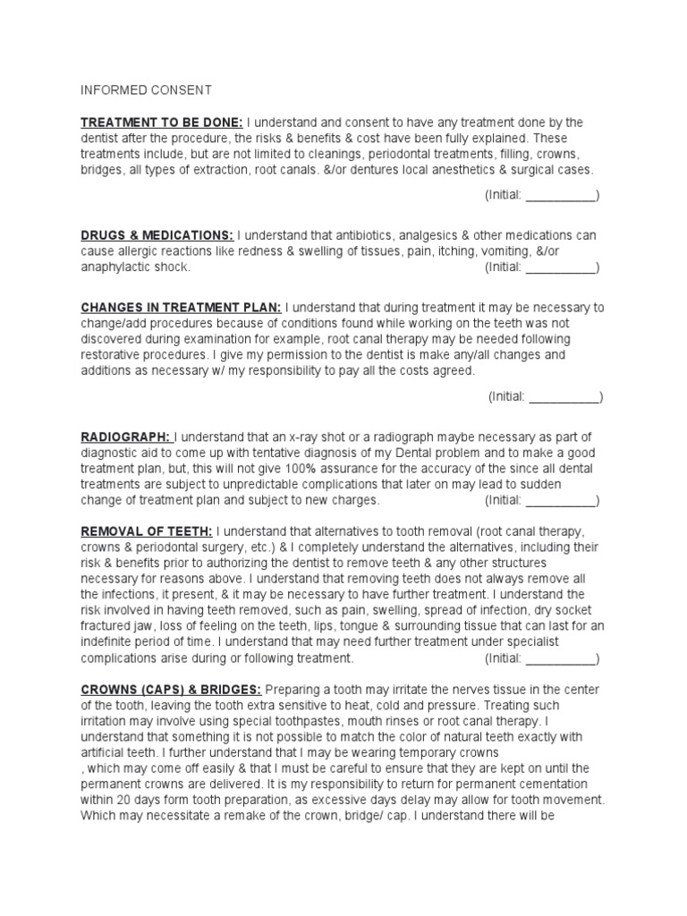 Informed Consent | PDF | Dentistry | Periodontology