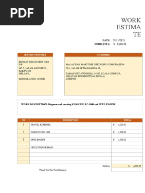WORK ESTIMATE