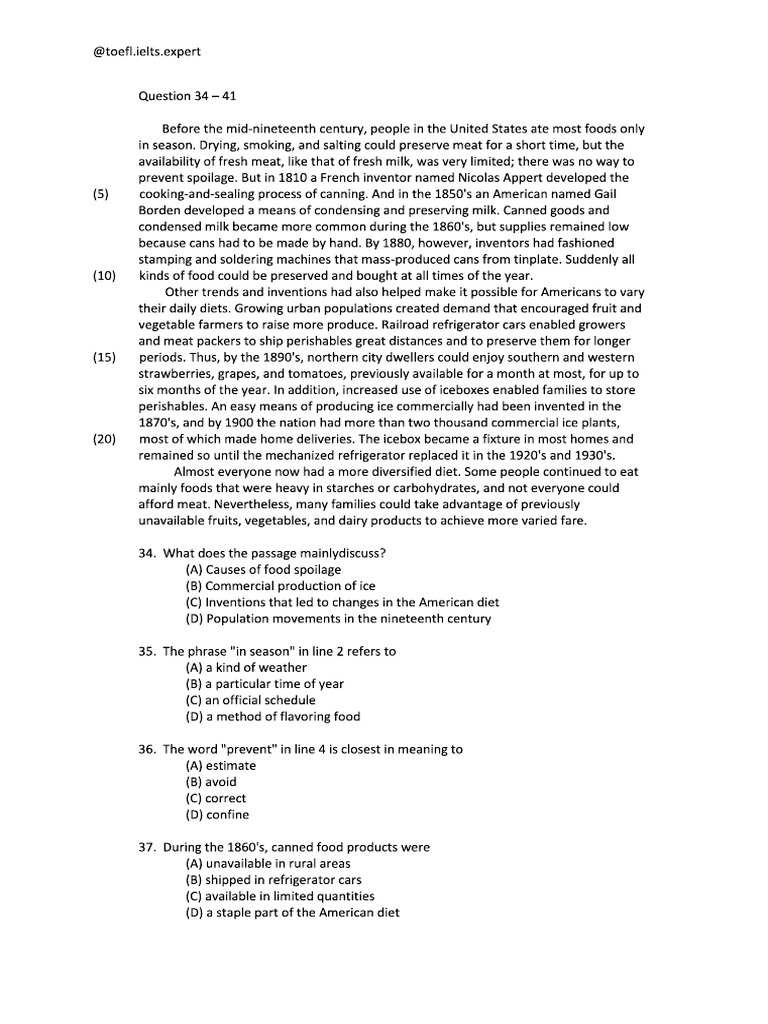 Reading TOEFL Passage 4 PDF
