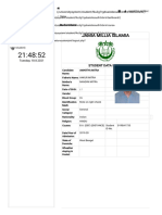 Jamia Millia Islamia: Student Data Sheet