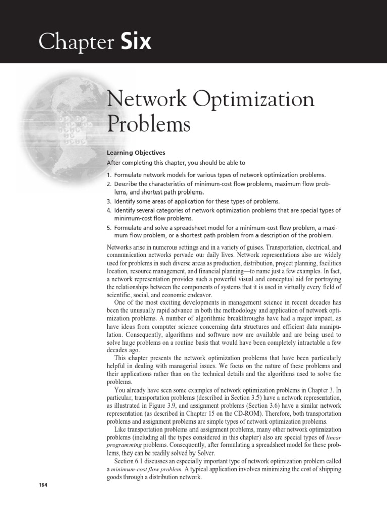 Chapter 6 Network Optimization Problems | PDF | Mathematical ...