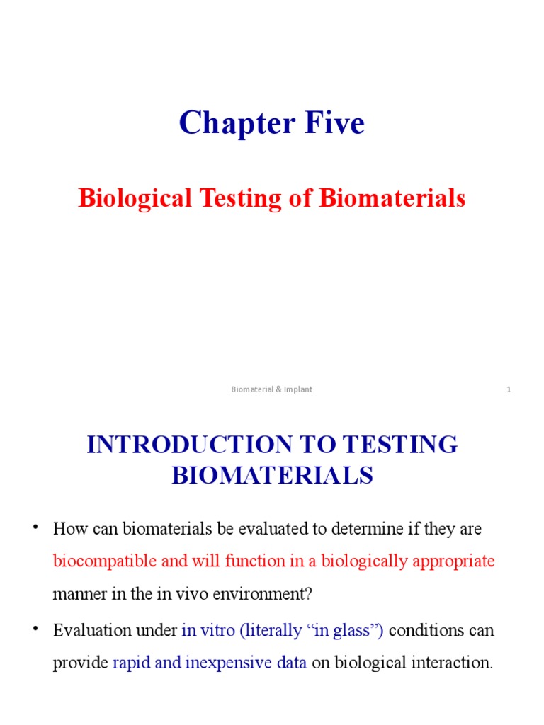 Chapter Five Biological Testing of Biomaterials PDF Corrosion Biomaterial