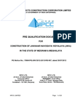 Pre Qualification Document: National Projects Construction Corporation Limited