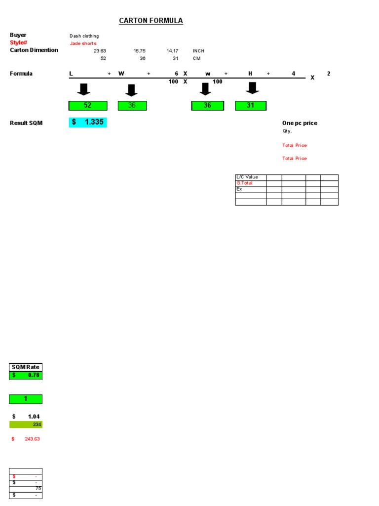 Carton Calculation PDF