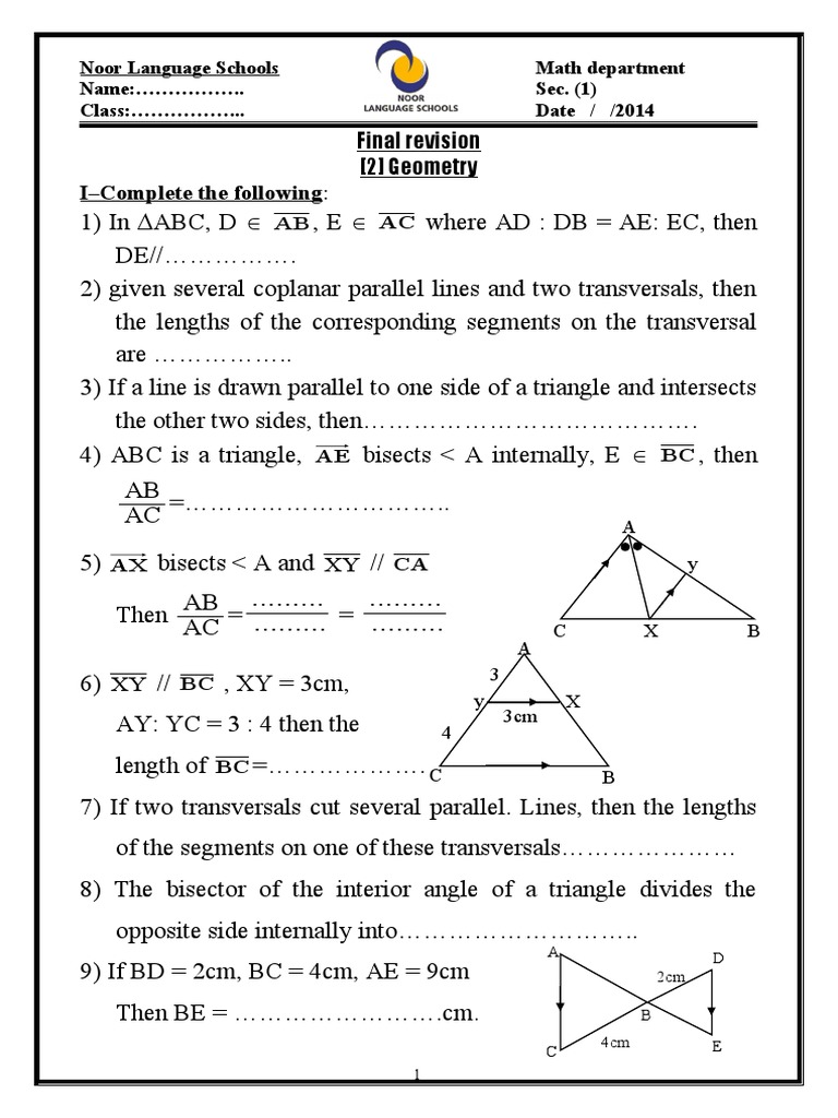 Geometry Problems and Solutions Similar Triangles, Circle Theorems