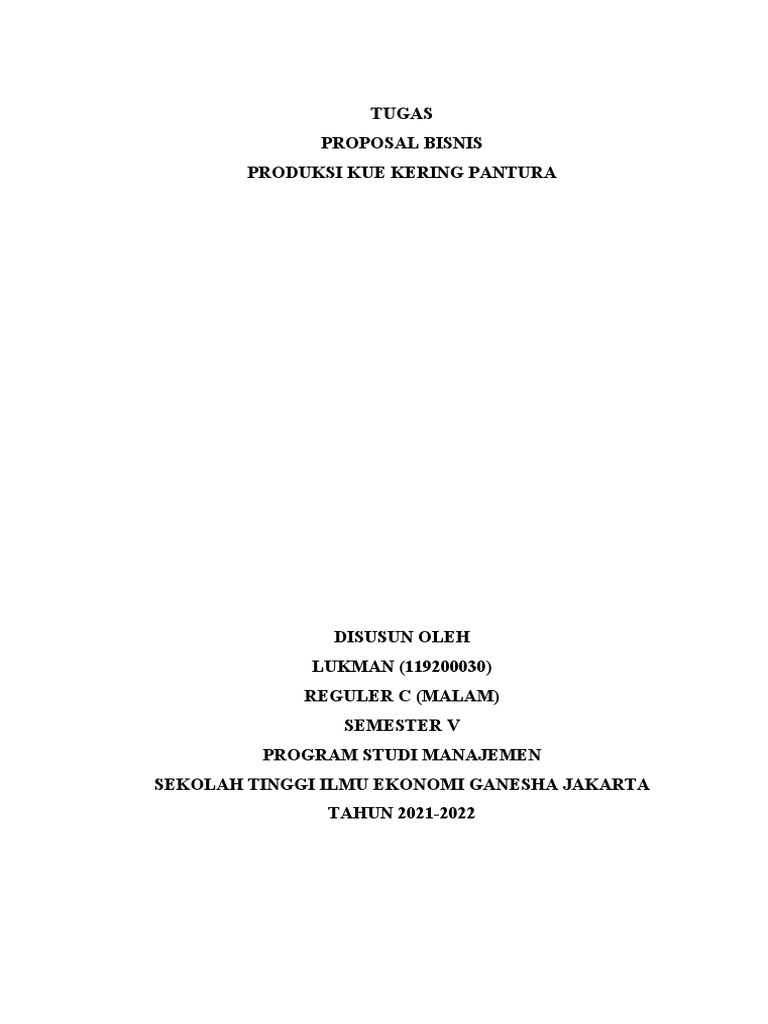 Proposal Kewirausahaan Kue Kering Pdf
