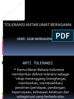 Toleransi Antar Umat Beragama: Oleh: Lilik Musdalifah, S.PD
