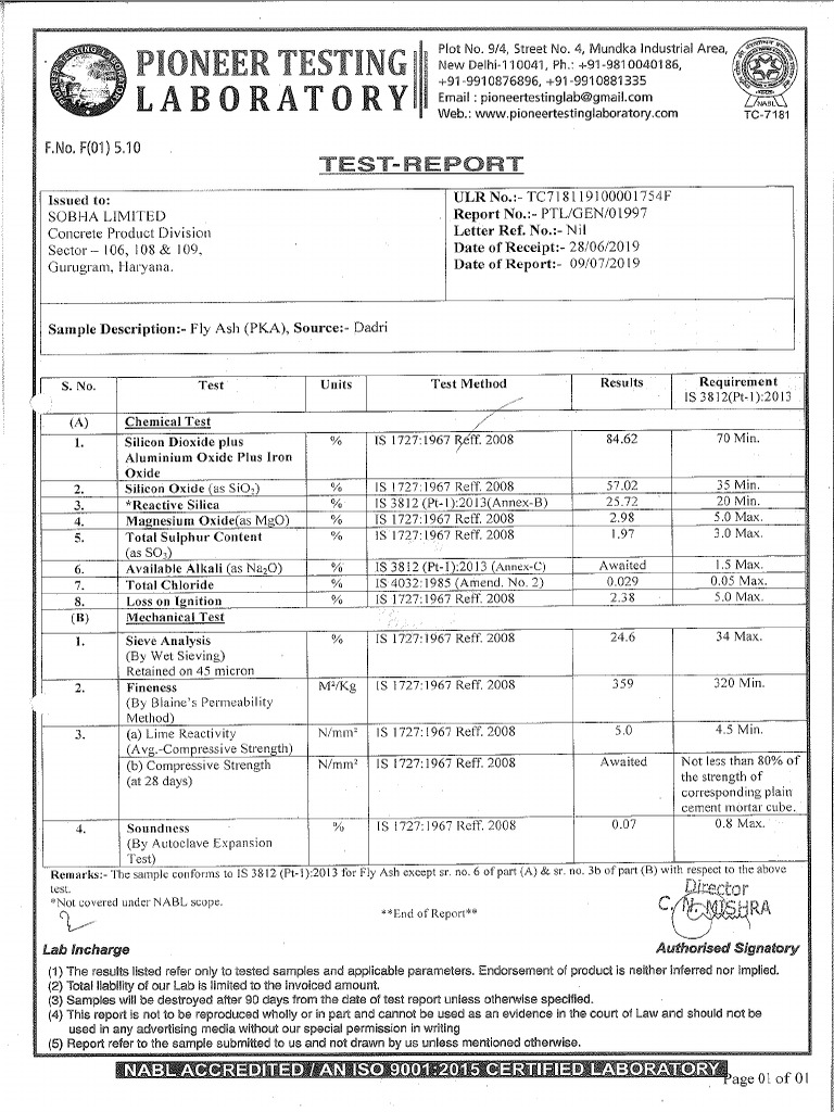 11 Extracted Pioneer NABL Lab Report PDF