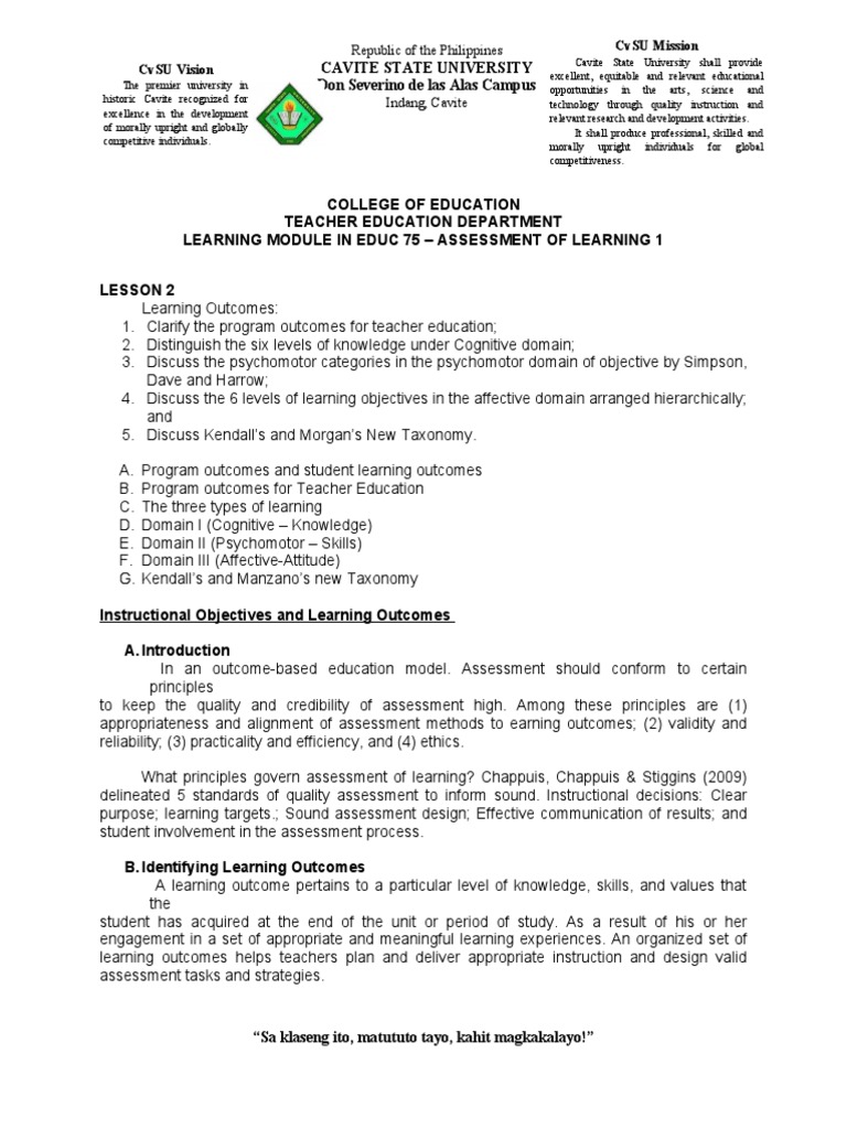 Cvsu Vision Cvsu Mission: Republic of The Philippines | PDF ...