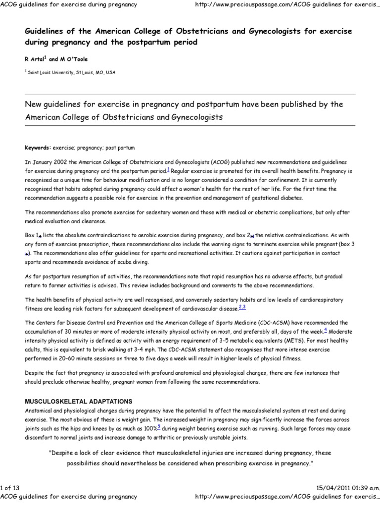 ACOG Guidelines for Exercise During Pregnancy Pregnancy Strength