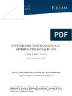 Inversiones Centenario S.A.A - División Urbanizaciones: Carla Lazo-Guerra