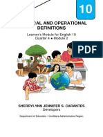 Technical and Operational Definitions: Learner's Module For English 10 Quarter 4 Module 2