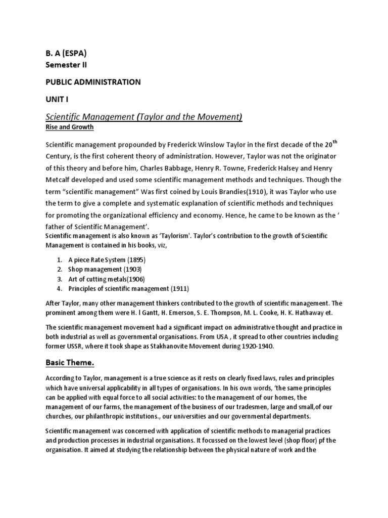 Scientific Management Theory of Taylor | PDF | Scientific Method ...