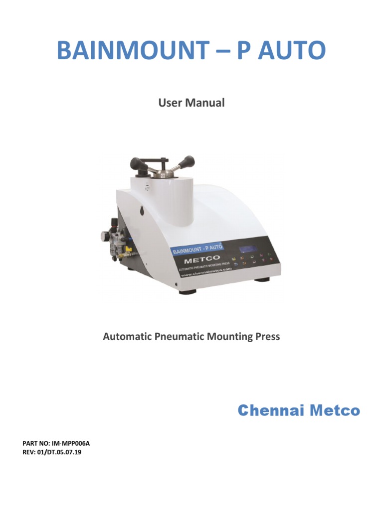User Manual for Bainmount Pneumatic Press | PDF | Electrical Connector ...