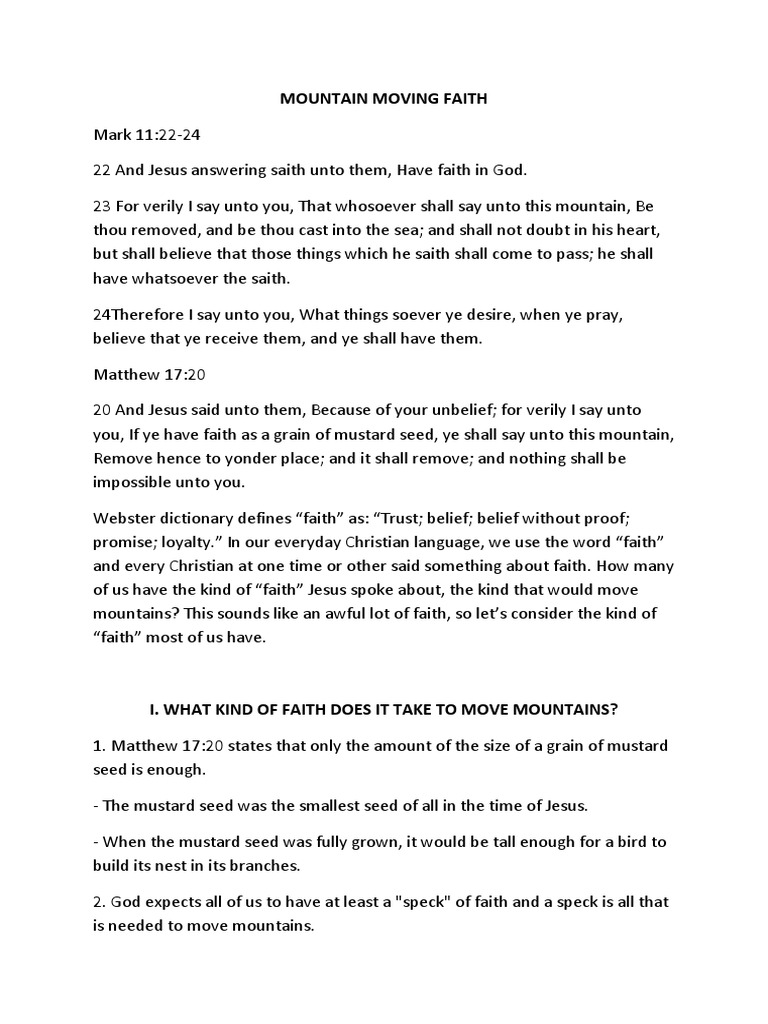 Mountain Moving Faith PDF Faith Jesus