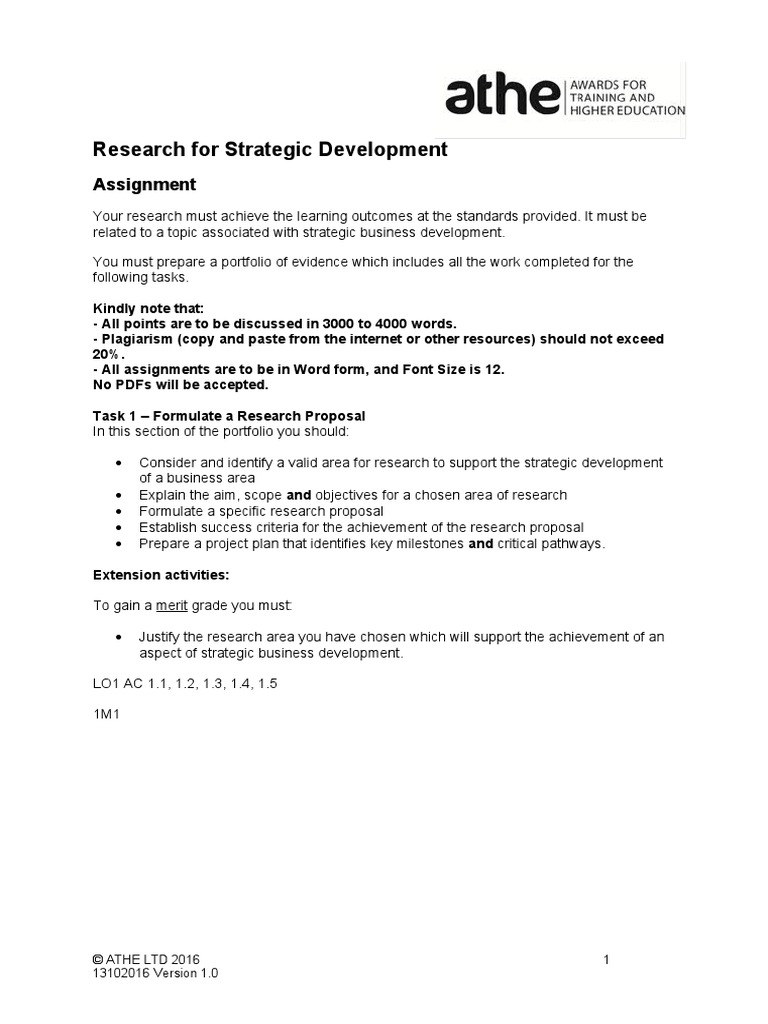 Research For Strategic Development Assignment | PDF | Learning | Evaluation