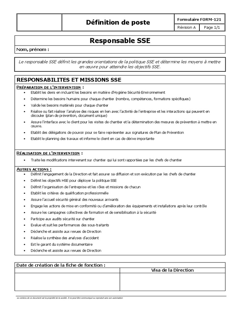 FORM-121-a Définition de Fonctions Resp SSE Vide | PDF | Sécurité ...