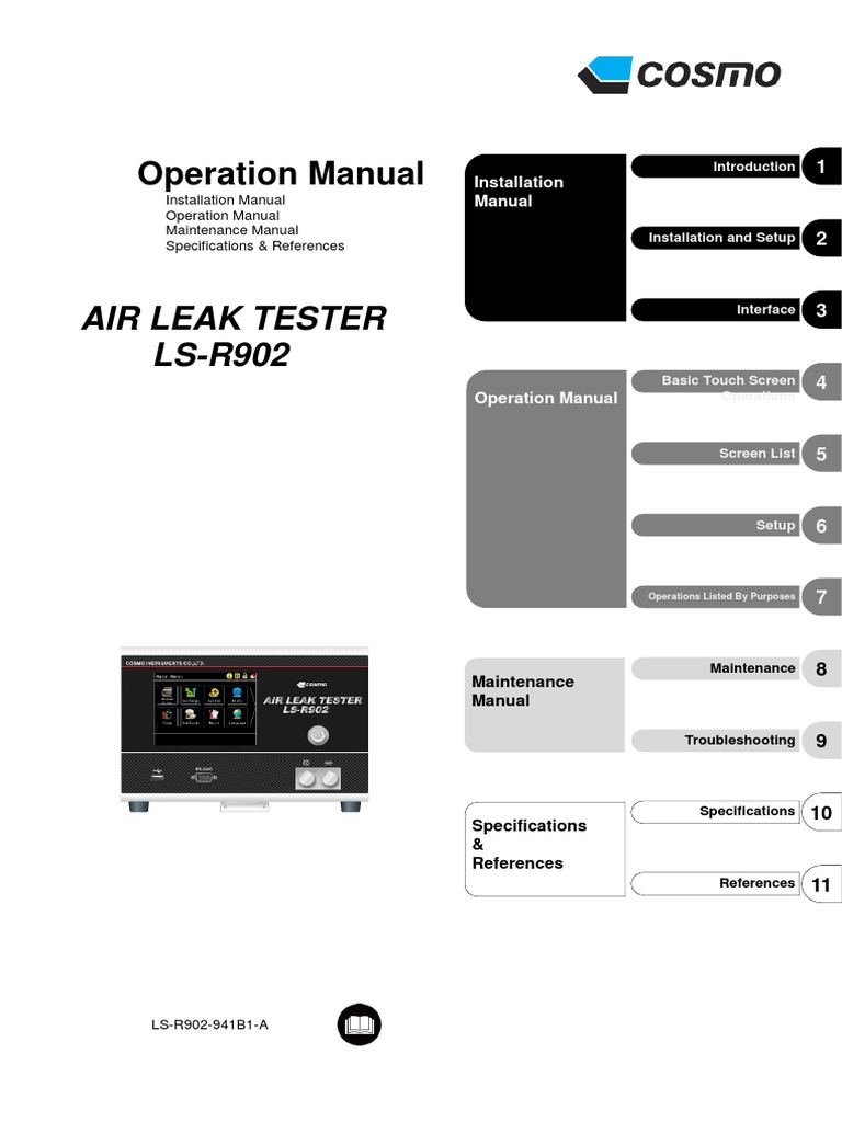 Operation Manual Air Leak Tester LSR902 PDF Menu Leak