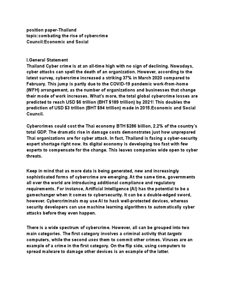 Position Paper-Thailand | PDF | Cybercrime | Security